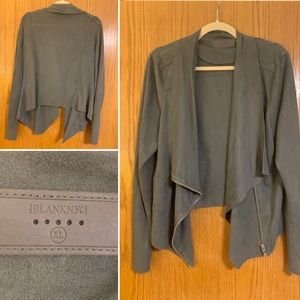 BLANK NYC Faux Suede Drapped Zip-up Jacket